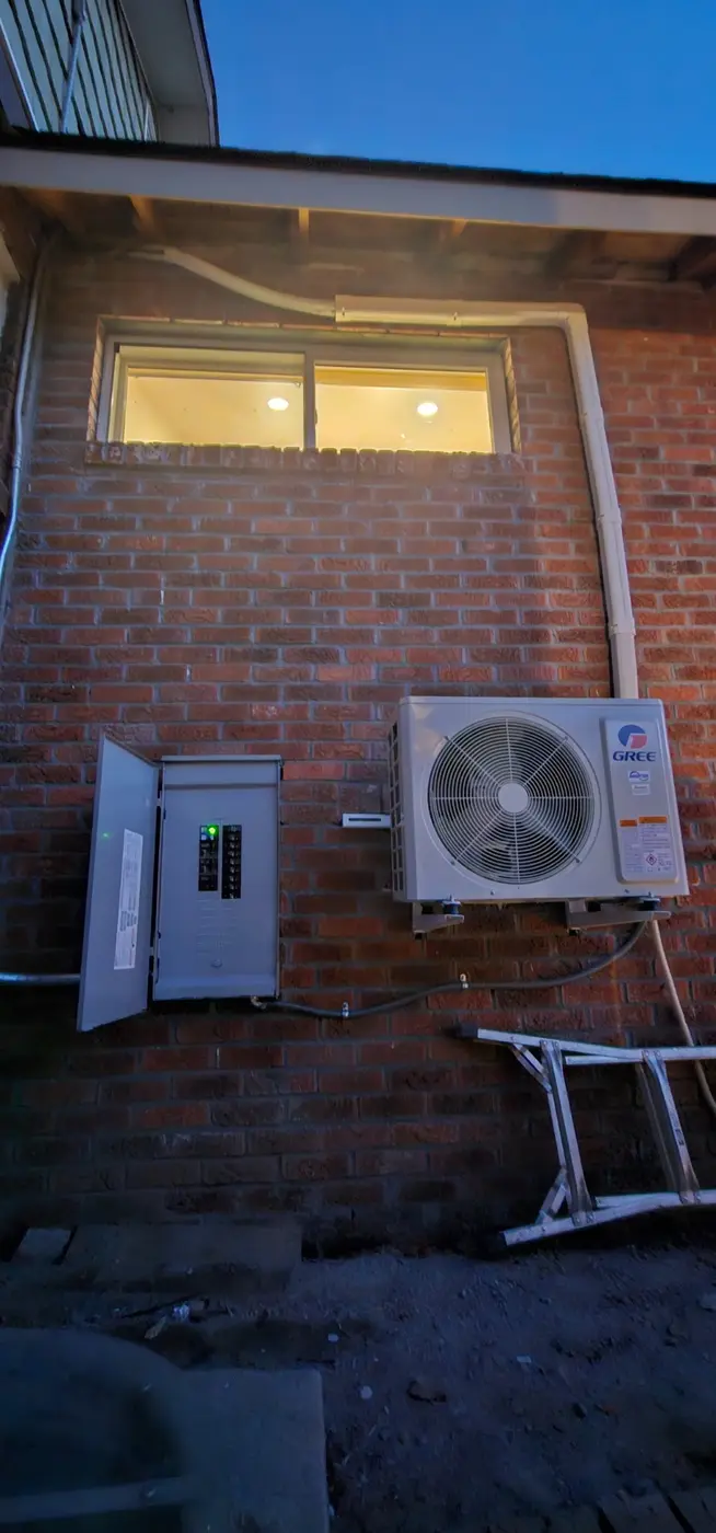 Mini-split condenser with dedicated panel and electrical circuit